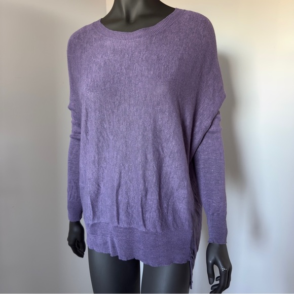 🌿 Eileen Fisher Linen 100% purple Knit Sweater S/P - Picture 1 of 8